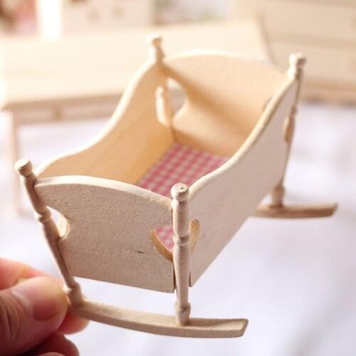 1 Pc Mini House Cradle Model Wooden Doll House Furniture Miniature Kids Toy For Kids Home Desktop Children