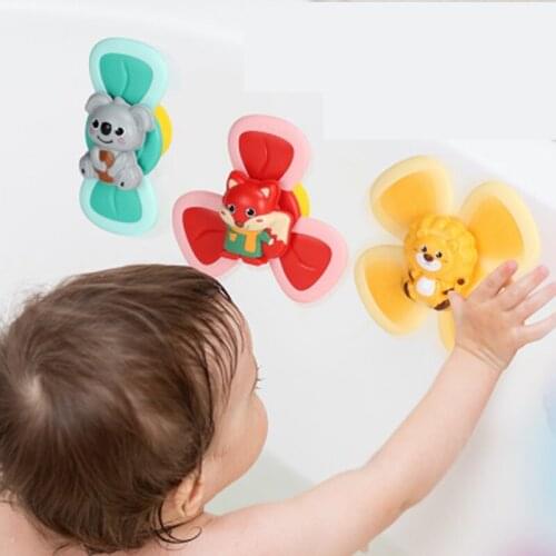 Baby Rattle Shower Bathroom Grasping Gyro Sucker Spinner Montessori Touch Anti-stress Toys Bath Toddler Girl Boy Teether Gifts