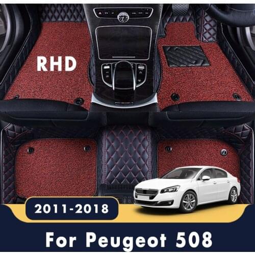 RHD For Peugeot 508 2018 2017 2016 2015 2014 2013 2012 2011 Double Layer Wire Loop Car Floor Mats Carpets Accessories Waterproof