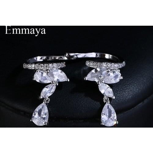Emmaya Brand Fashion Glitterin AAA Cubic Zircon White Gold Color Originality Earrings For Women Wedding Birthday Jewelry Gift