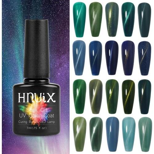 HNUIX 7.5ml Nail Polish Magnet Cat Eye Set Soak Off Semi Vernis Permanant Holographic Glitter Gel Lacuqer UV LED Varnish