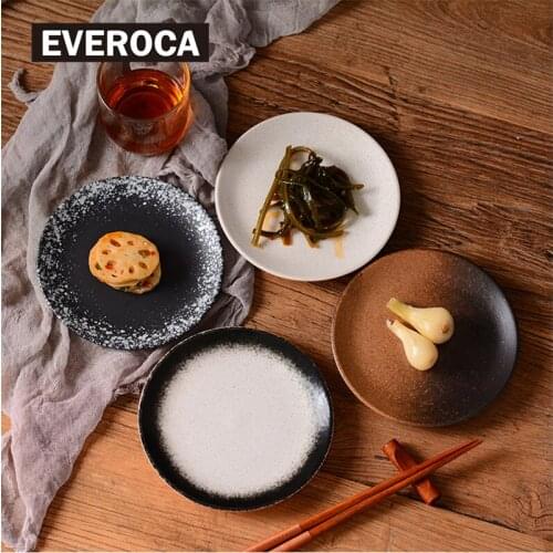 Ceramic Plate Creative Japanese And Korean Color Glaze Round Small Dinner Plate Home Restaurant Dim Sum Snack Snack Plate