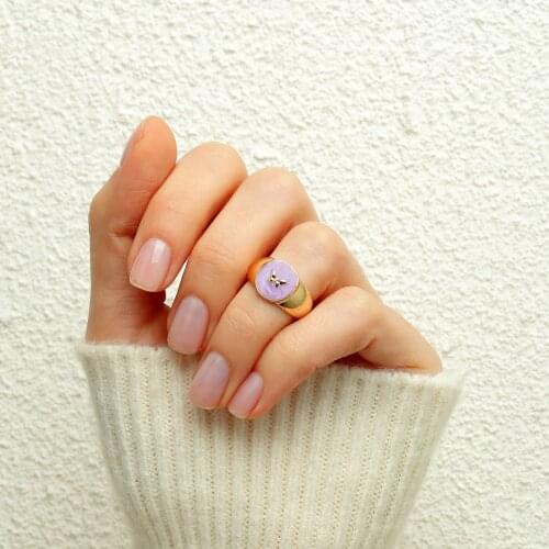 New Fashion Colorful Enamel Oil Drip Rings Korea Cute Butterfly Moon Star Round Circle Ring for Women Girl Wedding Jewelry Gifts