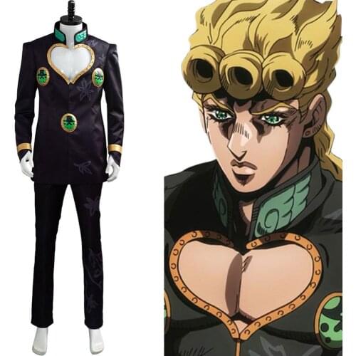 Giorno Giovanna Cosplay JoJo Bizarre Adventure Golden Wind Suit Coat Outfit Adult Men Women Halloween Carnival Costumes