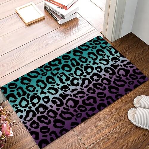 Leopard Print Animal Skin Texture Gradient Floor Mats for Living Rooms Anti-slip Carpets Kitchen Bathroom Rugs Entrance Doormat