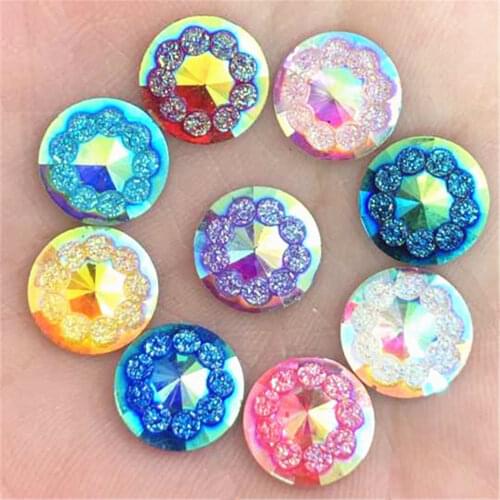 80PCS AB Resin 12mm Round Resin Flatback rhinestone scrapbook crafts