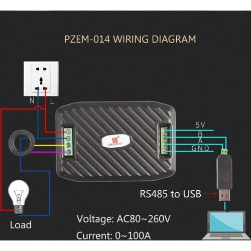 AC 100A Voltage Current Energy Hz Power factor RS485 Modbus Module with split CT