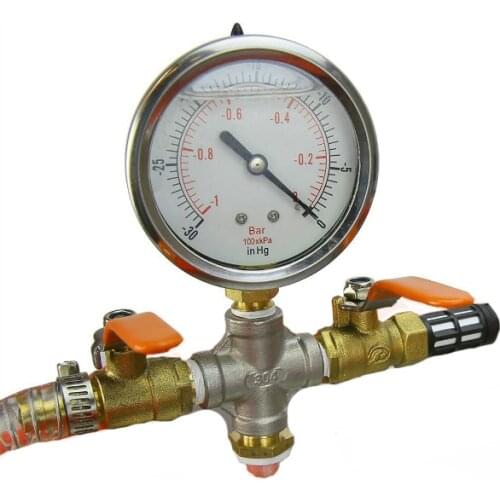 1/4" Gauge Set with Valve for Vacuum Degassing Chamber Lid 1/2" or 3/4" Acrylic Lid