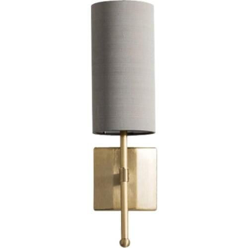 Nordic full copper wall lamp American living room bedroom bedside modern simple beautiful light luxury gray TV wall lamp
