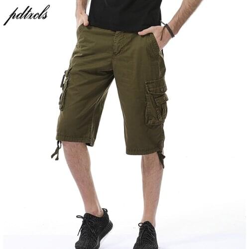 PDTXClS 2018 New Summer Fashion Cargo Shorts Men Casual Cotton Solid Mens Shorts 5Colorus