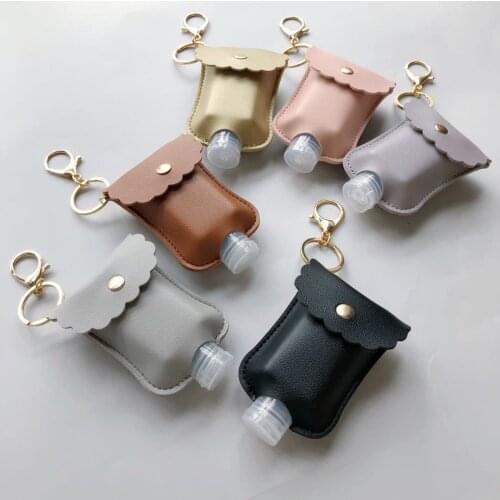 New 60ML Hand Sanitizer Leather Case With Bottle Key Chain Portable Travel Refillable Bottles Outdoor Disinfectant Bottle Cover