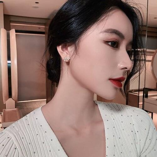 New Love Heartbeat Inlaid Crystal Fashion Jewelry Temperament Small Earrings Earrings Female Earrings For Women