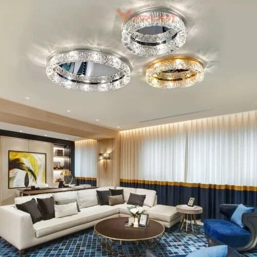 NEW Modern Crystal Ceiling Lamp led Living Room Dining Bedroom Plafonnier led Deckenleuchte Luminaire Gold Chrome Ceiling Lights