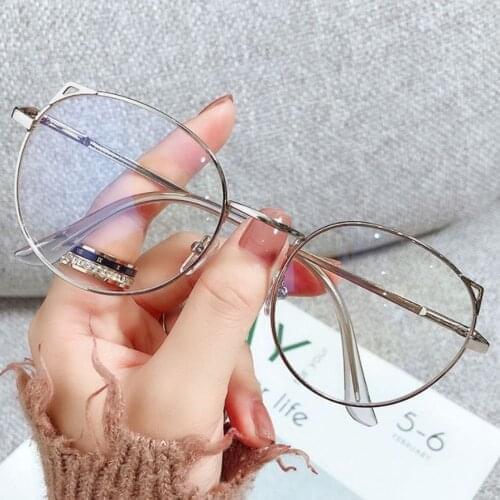 Cute Cat Ears Students Myopia Glasses Eye Protection Computer Goggles Fashion Classic Metal Frame Eyewear Short Sighted Glasses