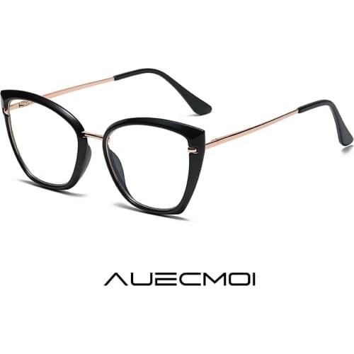 Vintage Fashion Anti Blue Light Computer Cat Eye TR90 Glasses Women Myopia Prescription Eyeglasses Frames Optical Eyewear