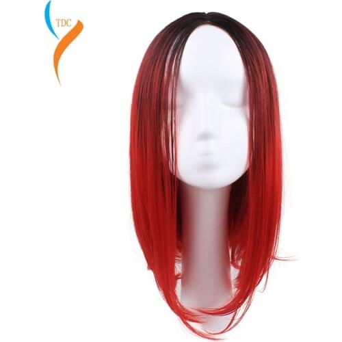 Daily wear short hair wave head dyed gradient wig lady color bobo head +Wigs Cap
