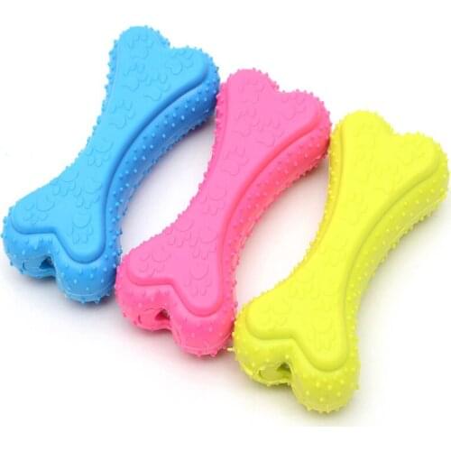 Nature Rubber Dog Squeak Toys Hollow Bone Training Chew Toy For Puppy Cat Interactive Pet Dog Toys