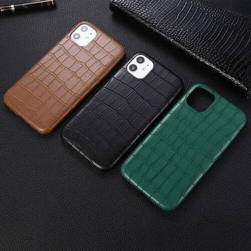 PU Leather Back Shockproof Cover for Iphone 11 Pro XS MAX XR 6s 7 8 Plus SE 2020 Luxury Crocodile Texture Leather Phone Case