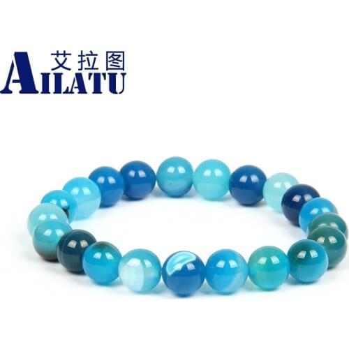 Ailatu 10mm Stretch Banded Onyx Stone Bracelet Gem Natural Stone Expandable Jewelry