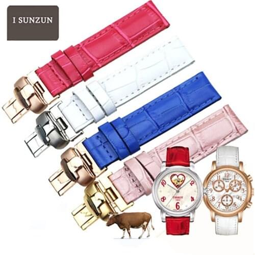 ISUNZUN WatchBand For Tissot 1853/T050 Women Genuine Leather Watch Straps 16MM Leather Watch Strap Brand Watchbands