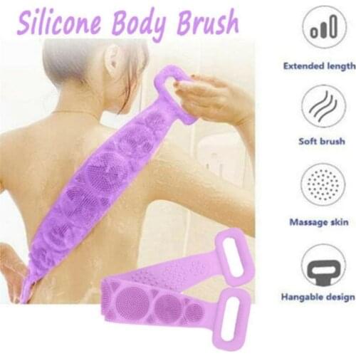 Silicone back strip bath brush for men and women double-sided long strip back rubbing ash rubbing mud bathingmassagerubbingtowel