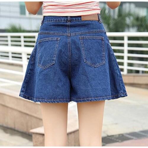 Women Plus Size Loose Baggy Denim Short Women Jeans Fashion Streetwear Hip Hop Long 3/4 Shorts Pocket Female Blue