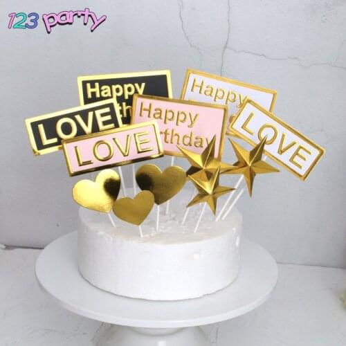 HAPPY BIRTHDAY LOVE cake topper birthday wedding decoration cake decorating tools baby shower cupcake toopers party supplies