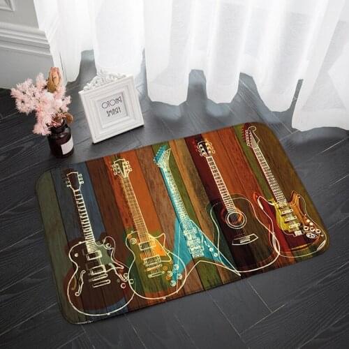 Guitar Musical Instrument Vintage Mat Door Floor Mat Living Room Rug Bathroom Bathtub Anti-slip Carpet Spanish Funny Doormat