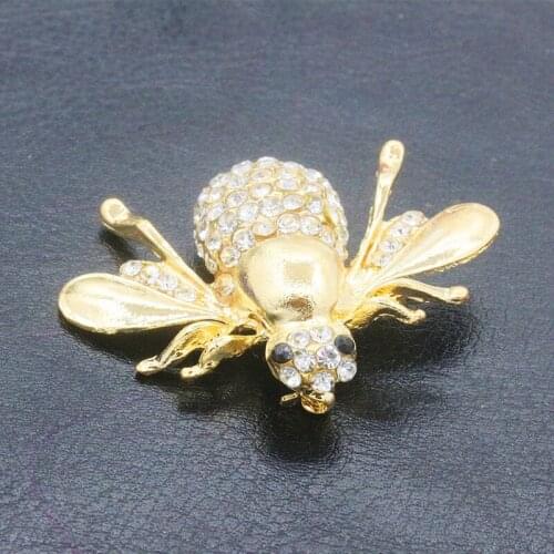 Vintage Full Clear Crystal Black Rhinestone Eyes Golden Beatles Special Insect Brooches For Women