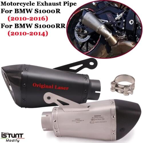 60mm Slip-on Motorcycle Exhaust Muffler Escape Removable DB Killer Original Laser For BMW S1000RR 2010-2014 S1000R 2010-2016