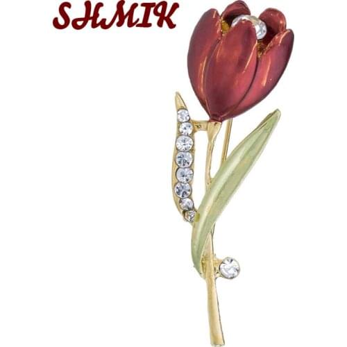 High-grade Rhinestone tulip brooch Hand Dripping Flowers Lady Occasion Wear Corsage Party Brooches