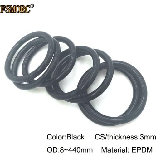 OD8~440mm*3mm thickness/CS Black EPDM o rings acid and alkali resistance, water resistance and friction resistance o-ring