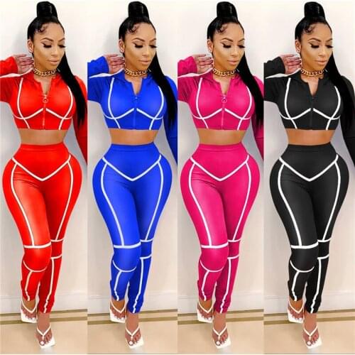 Women Two Pieces Sports Suit Autumn Spring Zipper Long Sleeve Hooded Crop Top Tight Long Pants for Daily Patchwork Clothing Set