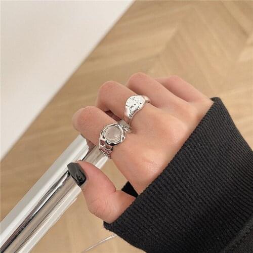 Fashion Geometric Irregular Bump Design Silver Color Womens Ring Adjustable Open Rings Jewelry Accessories Gifts