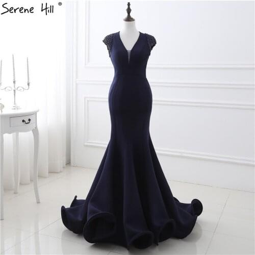 New Sexy Deep-V Mermaid Cotton Evening Dresses 2020 Fashion Simple Backless Party Gown Robe De Soiree Real Photo HS28248