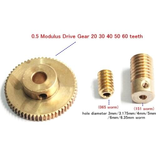 0.5 Modulus Reduction Drive Worm Gear 20 30 40 50 60 teeth GEAR 1:20-60 gear ratio 058 Turbine Worm