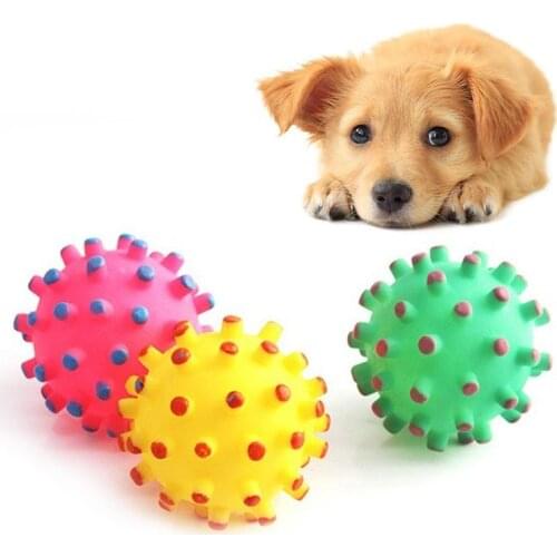 1pcs Funny Pets Dog Puppy Cat Ball Teeth Toy Chew Sound Dogs Play Fetching Squeak Toys Dog Toys Pet Supplies Dropshipping