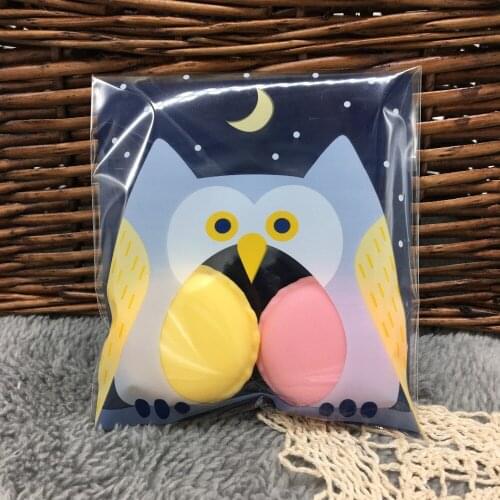 10cm*10cm 50Pcs Blue Owl Cookie Candy Self Adhesive Plastic Packing Bags Biscuit Cupcake Baked Food Package Pouches