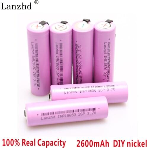 12PCS DIY 18650 Battery INR18650 Nickel sheets 18650 Rechargeable Batteries Li ion 2600mAh 3.7V for Remote control Tools