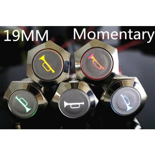 19mm Alumina Momentary switch car speaker horn buttonswitch metal Led logo light latching fixed button switch HORN Flat