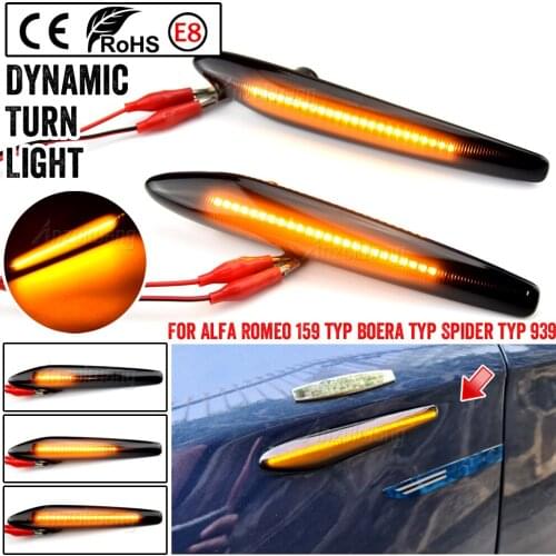 2Pcs LED Dynamic Turn Signal Light Fender Front Side Marker Lamp For Alfa Romeo Spider 159 Sportwagon Boera #60691105 60691106