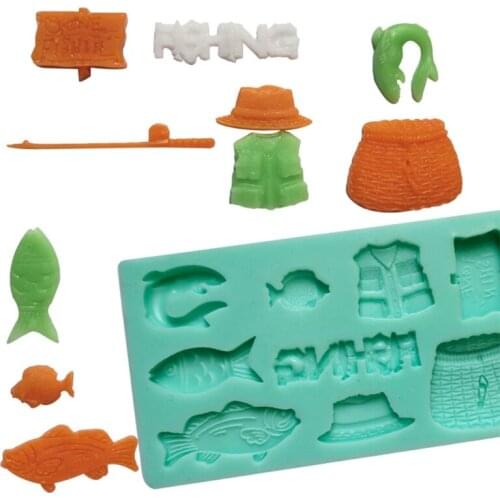 3D Fishing Silicone Soap Molds Candle Molds Peonies Clay Mould Cake Decorating Silicone Jello Sugar Chocolate Fondant Molds