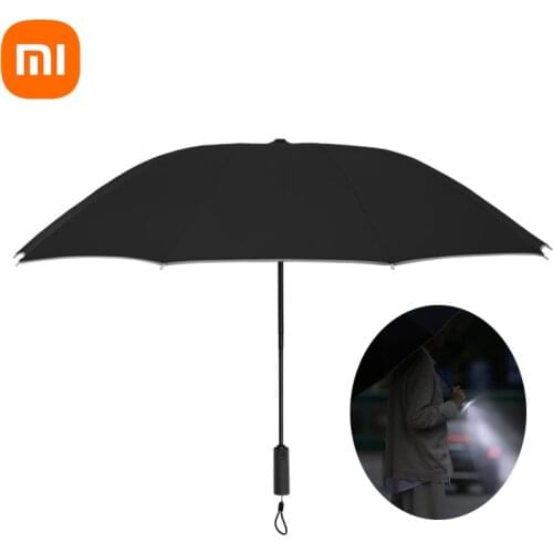 Xiaomi Folding Fully Automatic Umbrella Rain Sun Women Men Splashing Prevention With LED Light Wind Resistant Skeleton Windproof