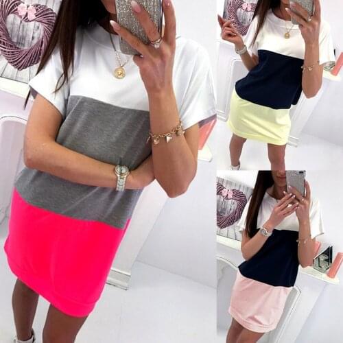 Bandage Back Open Dress Hipster Multi Color Block Dress Contrast Sukienka Mini Women High Fashion Dress Short Sleeve Straight