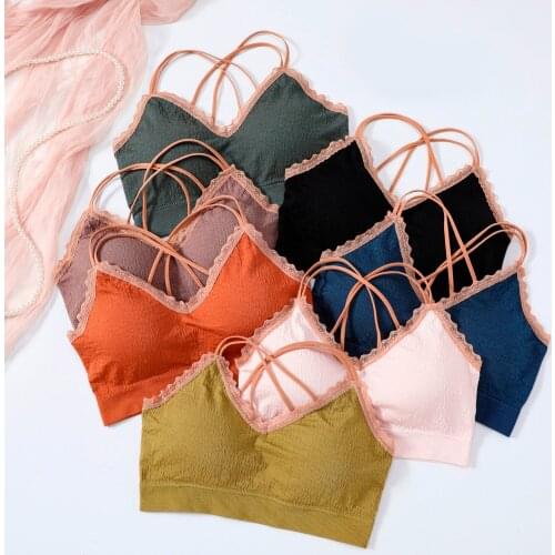 Bra Women Tops Quick Dry Padded sexy Cotton Breathable Crop Top Solid Underwear Bras Tank V-Neck Sleeveless Strap Corset Clothes