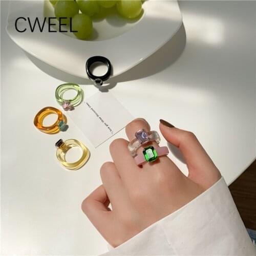 CWEEL Rings With Crystals