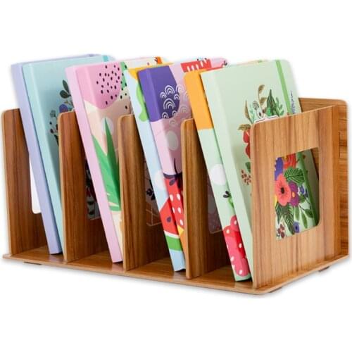 Wood DIY Desktop Magazines & Books Storage Storage Shelves Book Display Shelf StandHolder Mesh Desk Organizer Bookshelf Bookend