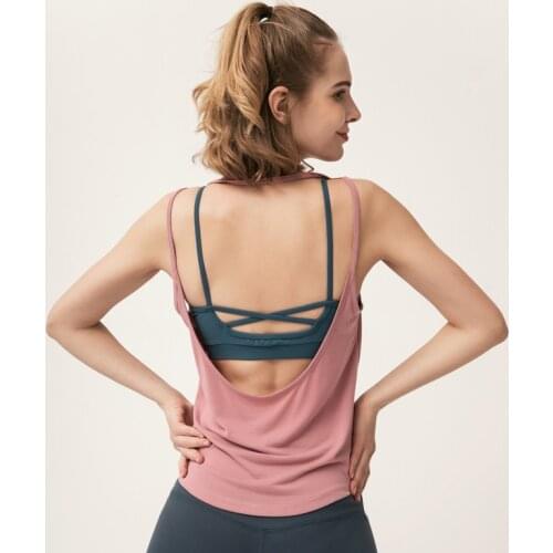 Eshion Sport Women Tank Tops Dry Quick Yoga Vest Shirts Back Loose Fitness Sleeveless Vest Singlet Running Training Tops Outdoor