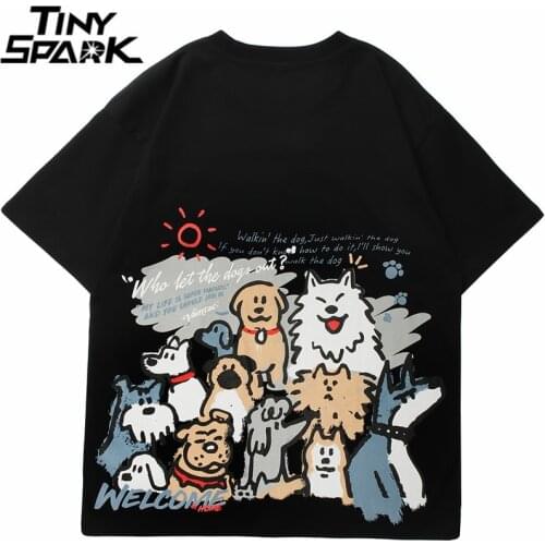Hip Hop Tshirt Streetwear Funny Cartoon Dogs Print T Shirt 2021 Men Harajuku Cotton Casual T-Shirt Summer Short Sleeve Tops Tees