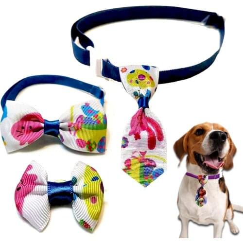 Pet Bow Tie Adjustable Dog Cat Necktie Collars Pet Collar Easter Cat Dog Tie Headdress Set Puppy Suit Bowsties